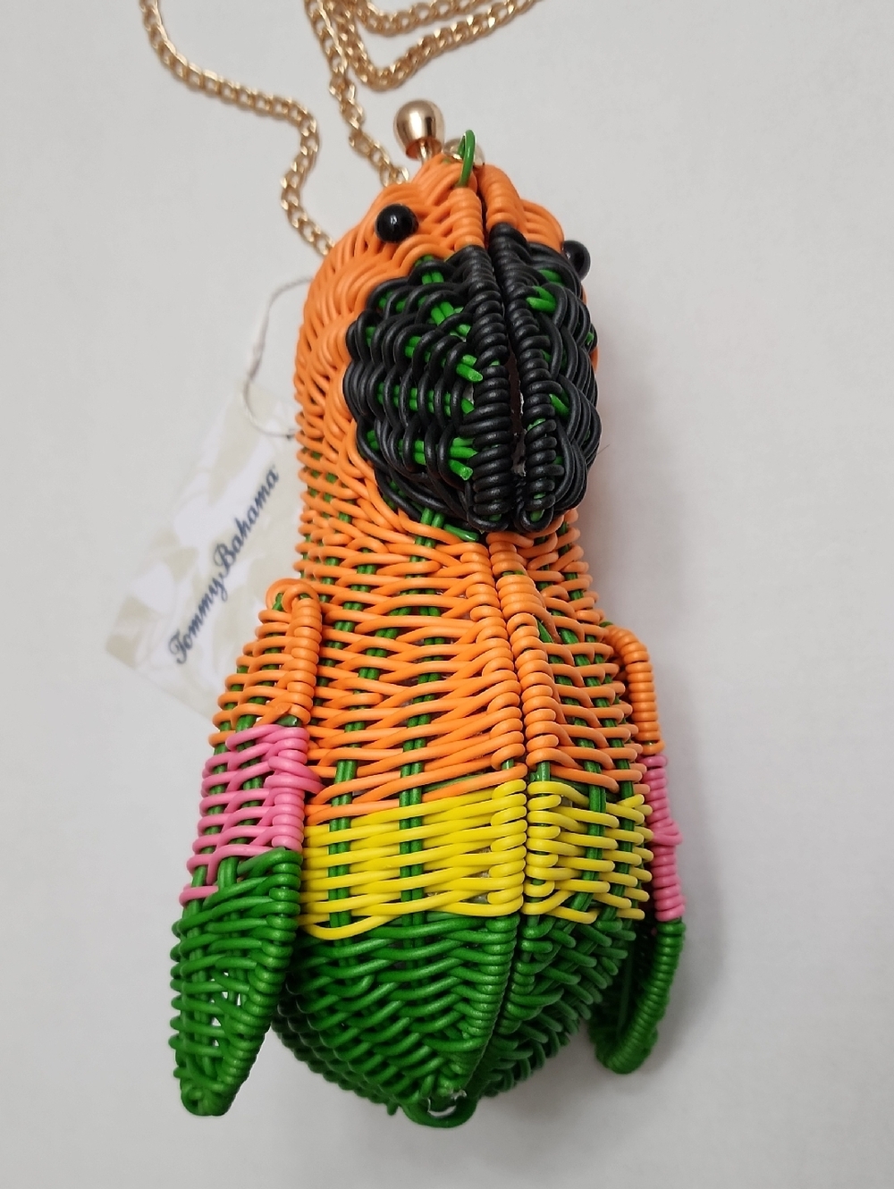 Tommy Bahama Raffia Woven Wicker Crossbody Bag Parrot Handbag NWT